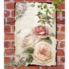 Pink Rose Metal Wall Art Bird Floral Canvas X Inch Green Leaves Botanical Home Decor