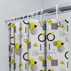 Yellow Black Geometric Shower Curtain Set Modern Bathroom Decor For Kids Room Or Bathing Area Waterproof Fabric With Rings (240X