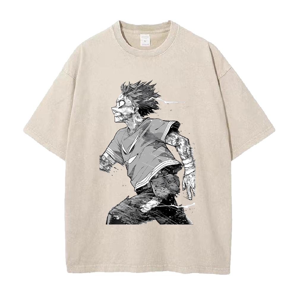 

My Hero Academia Midoriya Izuku Printed Tee Men Women Washed Cotton Tshirts Manga Vintage T Shirt Harajuku Unisex Casual Tshirt S