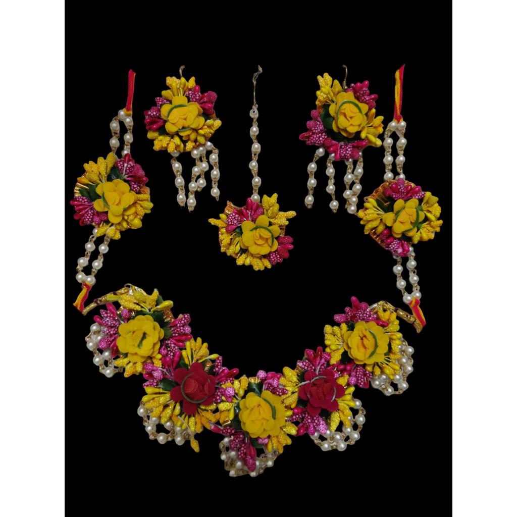 @ Fabric Flower Radha Krishna Jewellary Set For Haldi Mehendi Janmashtami MJ-444-60%OFF