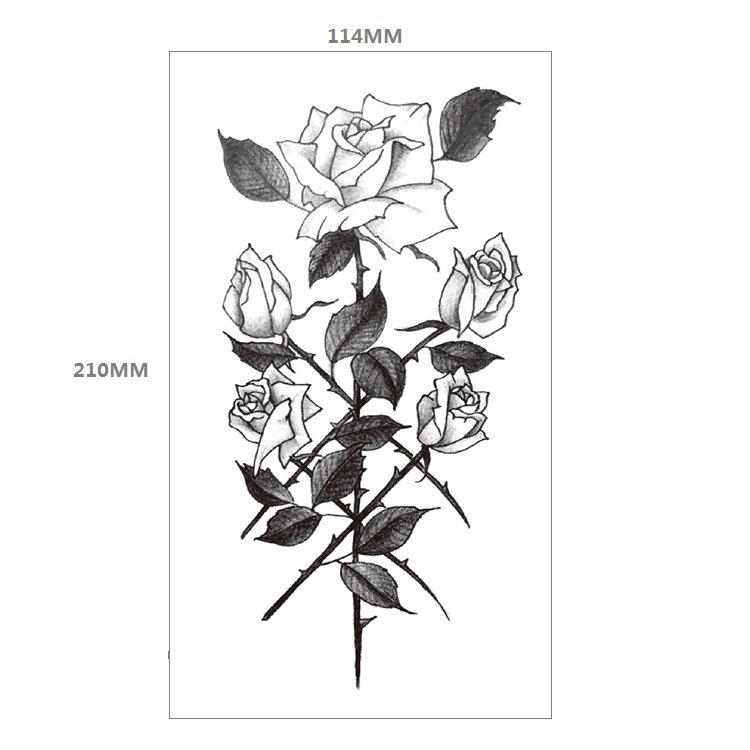 Red Rose Flower Arm Half Arm Tattoo Sticker Owl Hourglass Geometry Water Transfer Set Sticker
