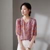 SOFSIL 2026 Summer Floral Print Mulberry Silk Top