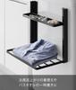 Yamazaki Tower Washing Machine Storage Rack, 2-Tier Magnetic Folding Shelf, Black, Dimensions: W41 x D26 x H36.5cm (W x D x H), Model 1718