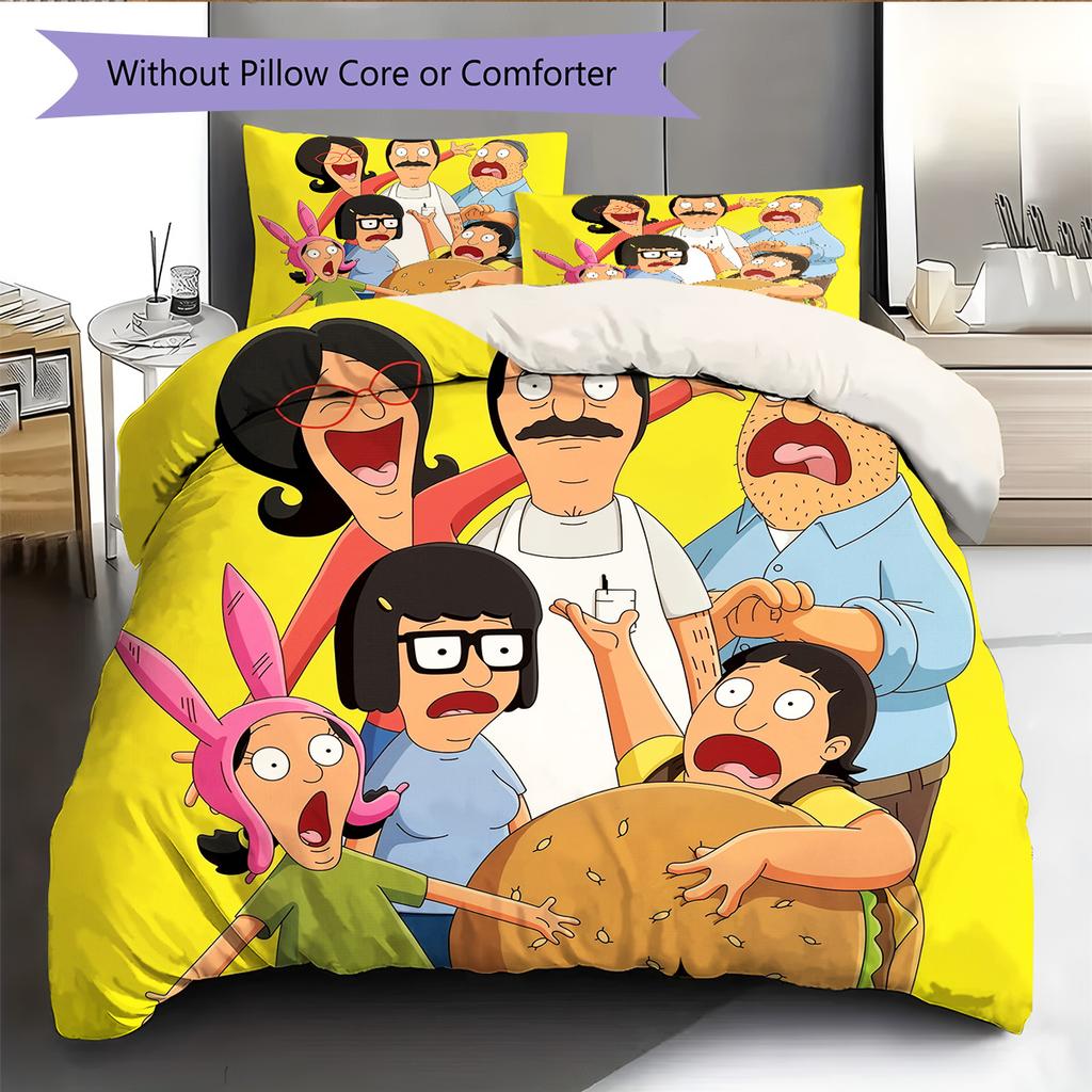 Bob's Burgers Pattern Bedding Quilt Set Home Decoration Gift (1 * Duvet Cover + 2 * Pillowcase Without Core)