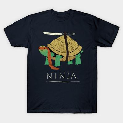 Men Black Print T-shirt Ninja_ No-Cut Heat Transfer Print Cotton Tshirt