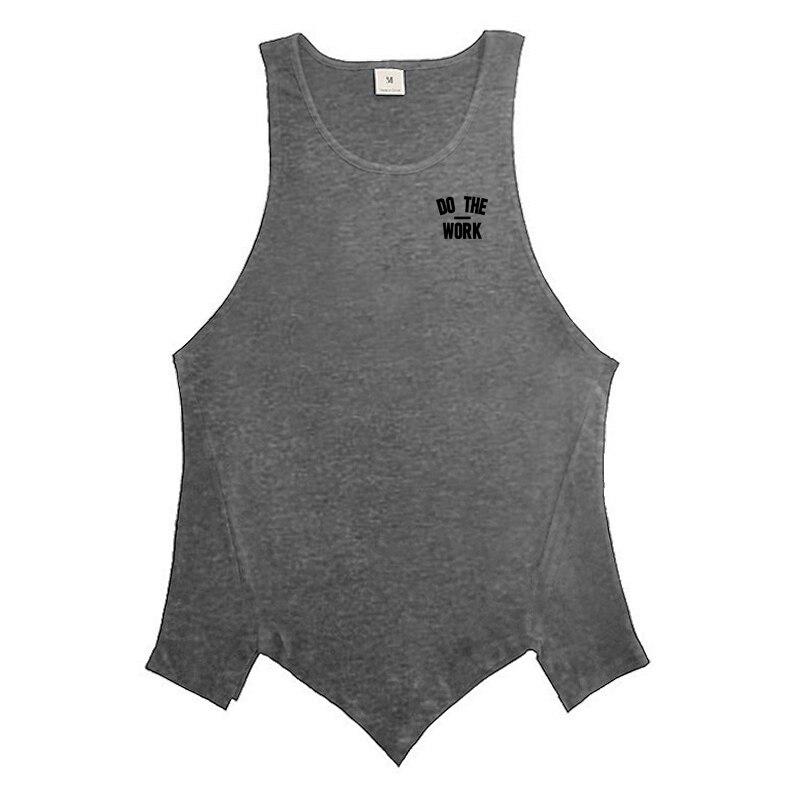 Muscleguys Herren Gym Kleidung Sommer Baumwolle Druck DO THE WORK Sportweste Fitness Unregelmäßiger Saum Ärmellose T-SHIRTS Personalisiert