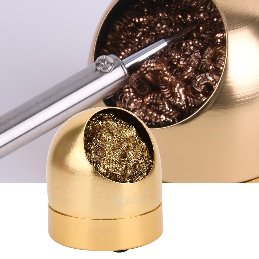 Solder Gun Tip Cleaner Wire Ball Soldering Iron Cleaning Ball Holder Base StandGold