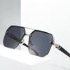 Trendy Aviator Sunglasses for Mens Womens Retro Double Bridge Metal Driving UV400 Outdoor Eyewear Semi-Rimless