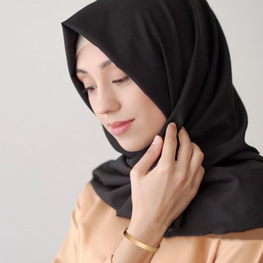  Stainless Steel Ayatul Kursi Bangles Arabic Calligraphy Allah Islam Muslim Quran Verse Cuff Bracelet Religious Jewelry