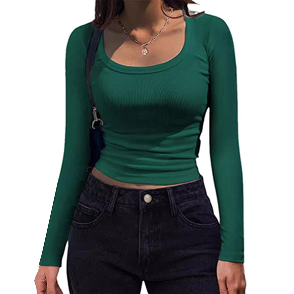 Damska koszula z długim rękawem, dekolt okrągły, casualowy top