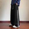 American striped contrasting cotton sweatpants men's autumn new Hong Kong style loose straight casual trousers