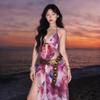 2026 European and American spring new hot-selling women's clothing printing with irregular split ends, personalized design, sexy niche