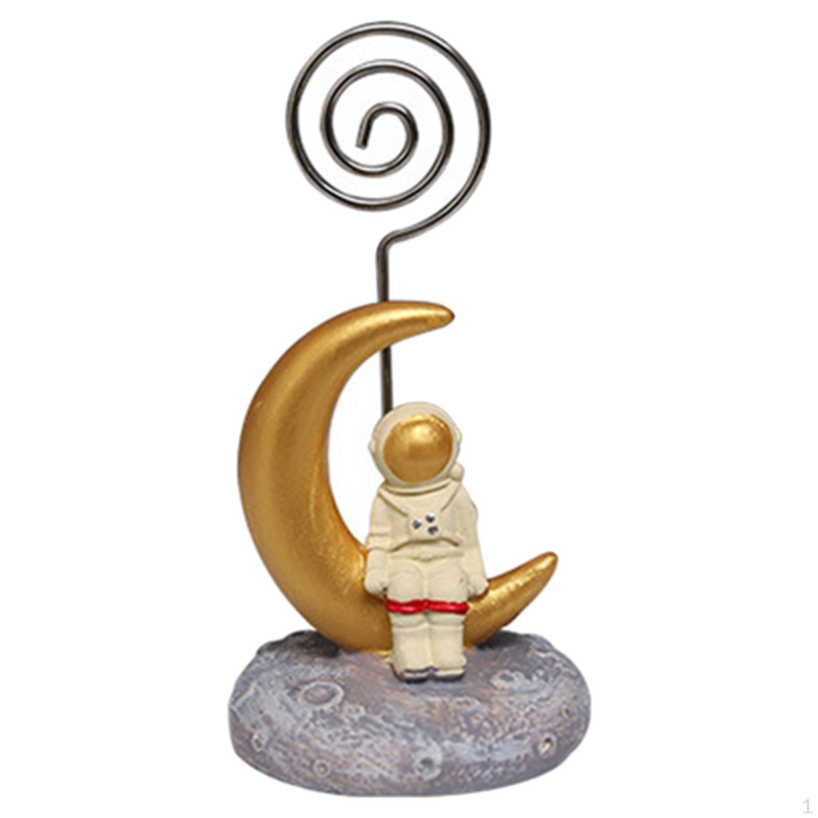 

Standing Ornaments Astronaut Shape Resin Metal Number Holder Message Folder Cards Holders B