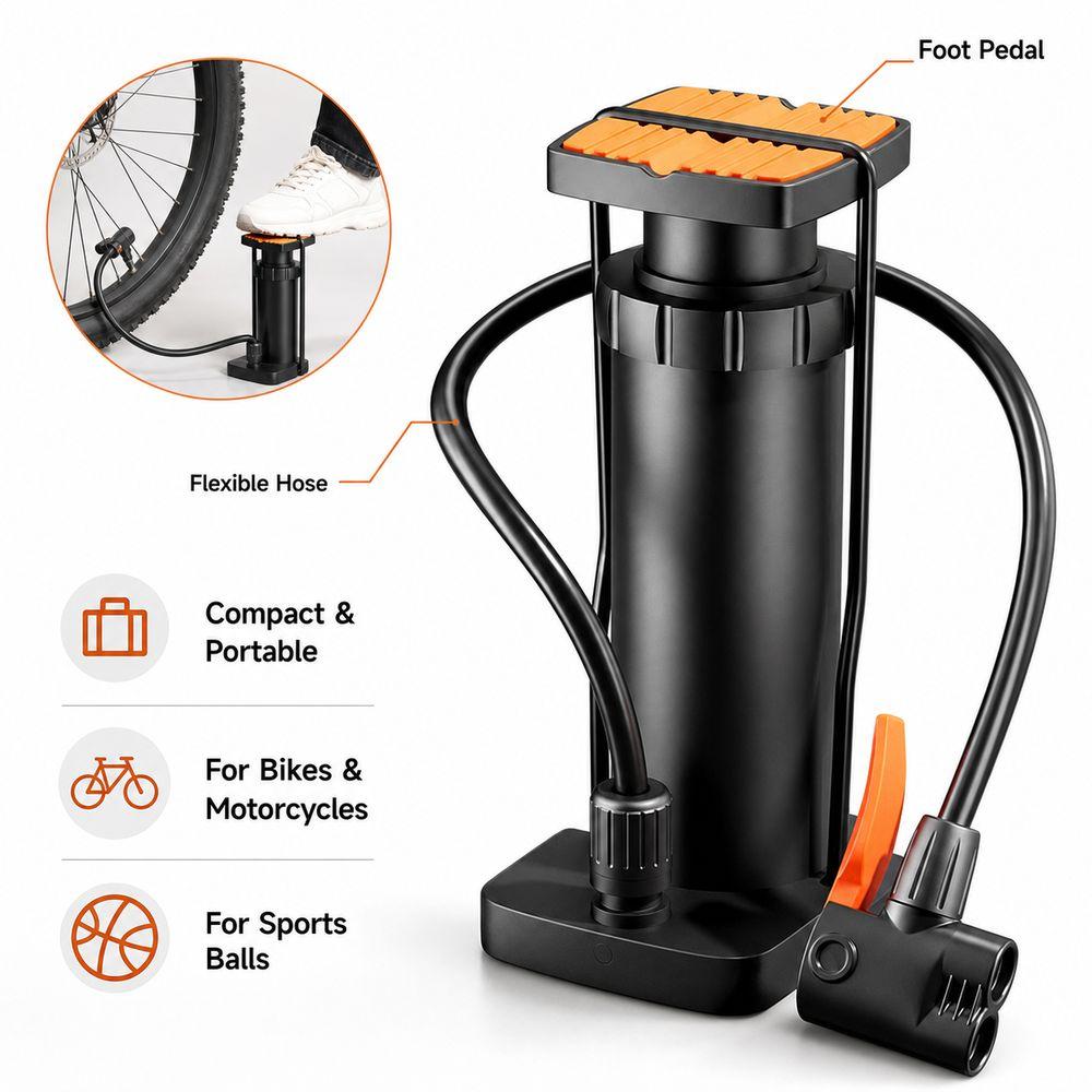 Portable Foot Air Pump High Pressure Portable Tire Inflator Bicycle Tire Pump Bicycle Inflation