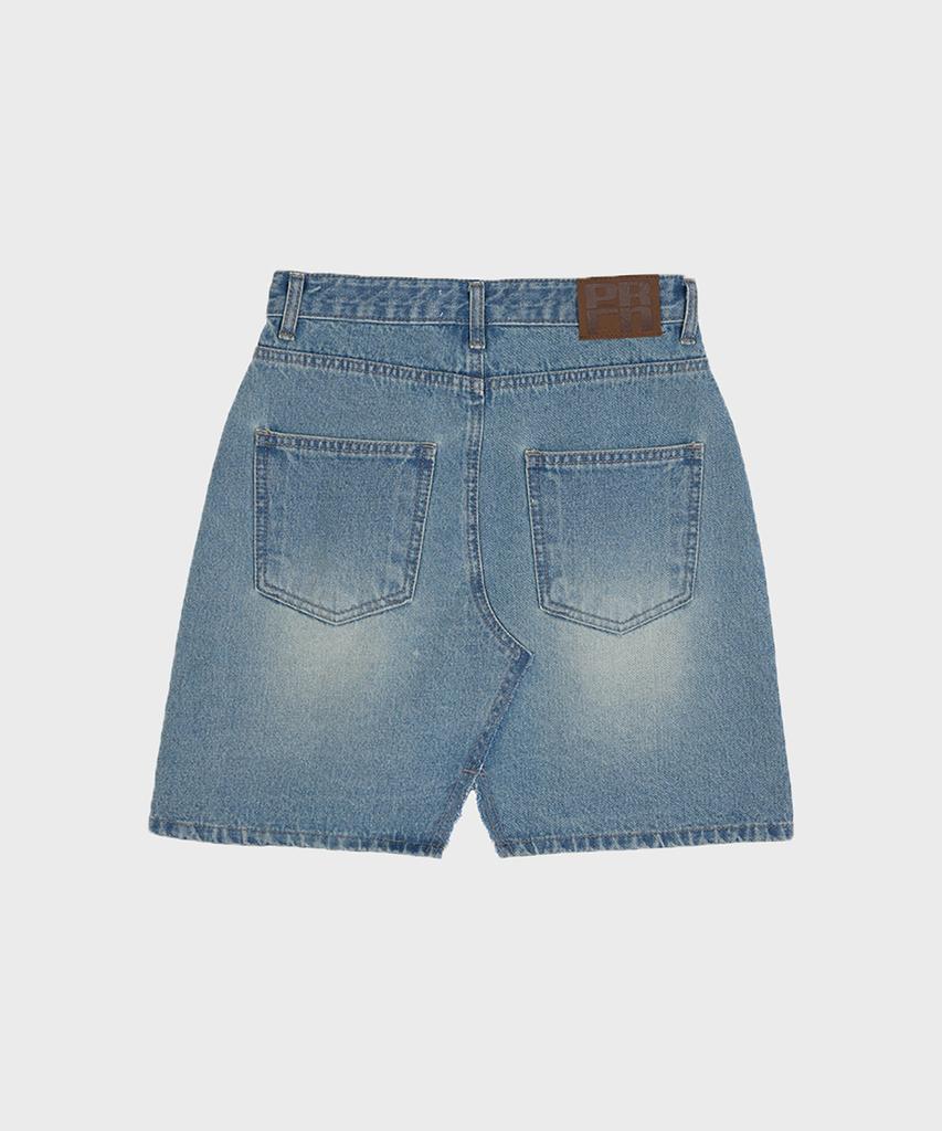 Fortena Slit Denim Mid Length Skirt-2Color