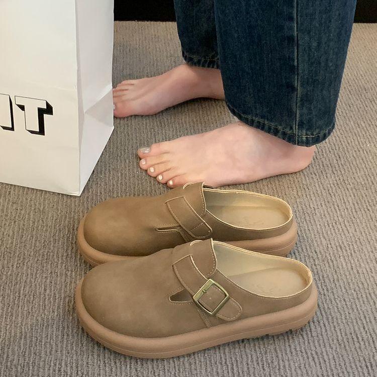 Shoes for Women Low Heel Woman Mules Slippers Round Toe Slides On Offer Easy Wears Summer Footwear 2025 Vip Price Sale Sandals