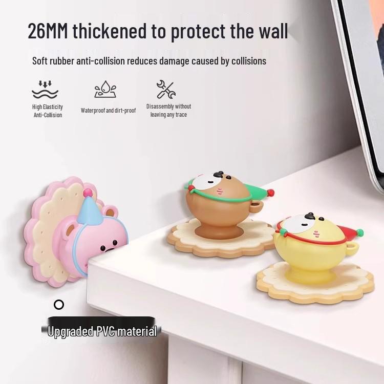 Creative Anti-Collision Door Stopper: Cute Behind-the-Door Handle Knock Pad & Refrigerator Sticker