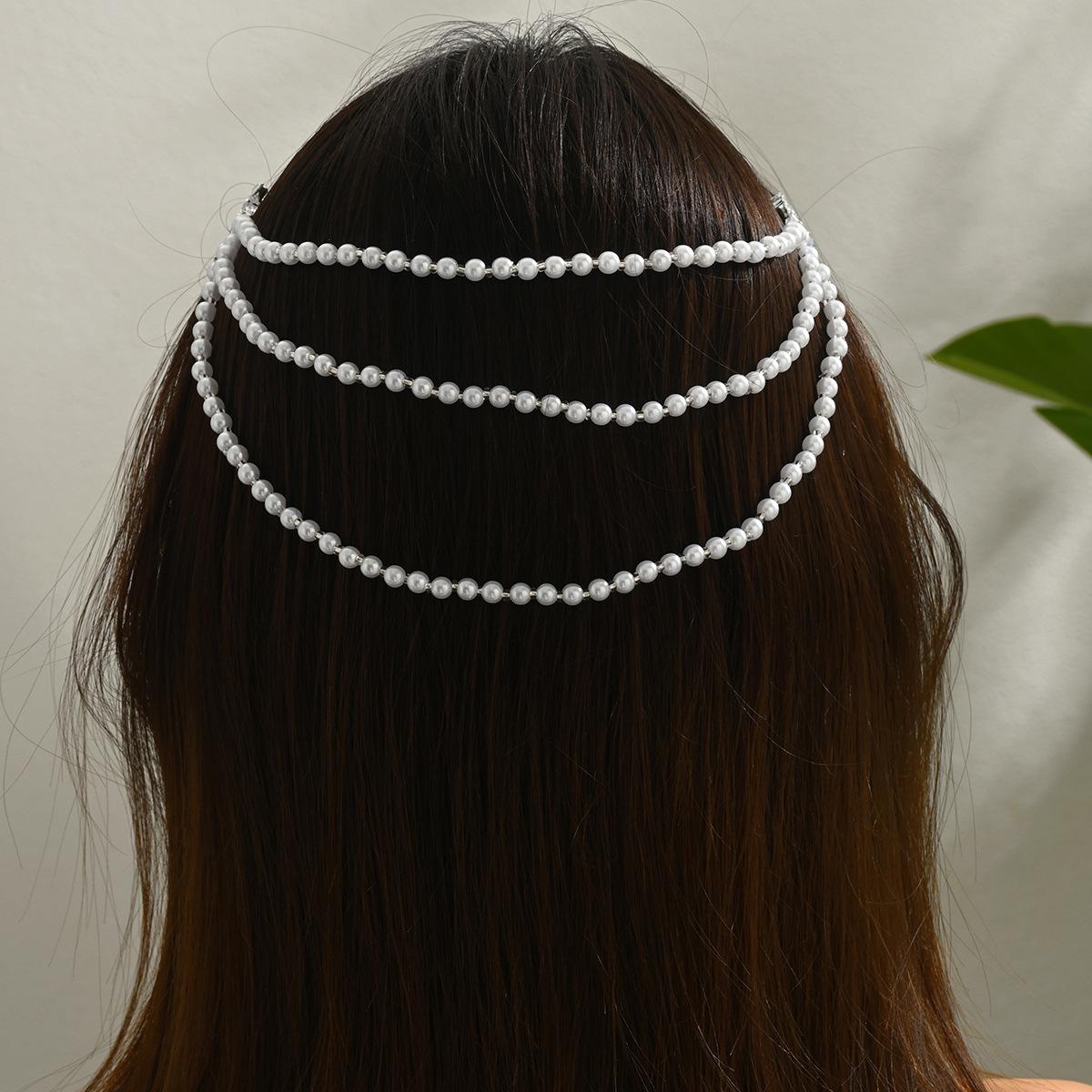 

Hairpin European and American new pearl headdress jewelry inlaid with diamonds and leaves hairpin hair accessories women