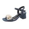 Modeschuhe für Damen 2024 Neue Blumen-Design Damen Sandalen Lässige Mode Slingback Sandalen Bequemer Dicker Absatz Outdoor Slides