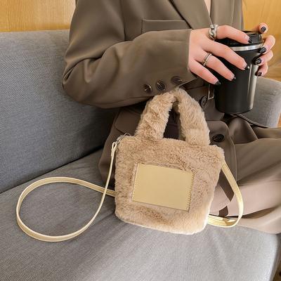 Taschen für Frauen im Herbst und Winter, modische Plüsch-Bucket-Bag, hochwertige Textur, tragbare Umhängetasche