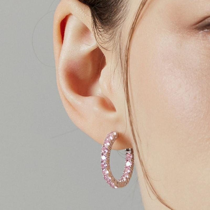 

hyeres-lor Essence Silver (W) Tennis One-Touch Earrings Slim L Baby Pink HL4E51432W9XXX single type