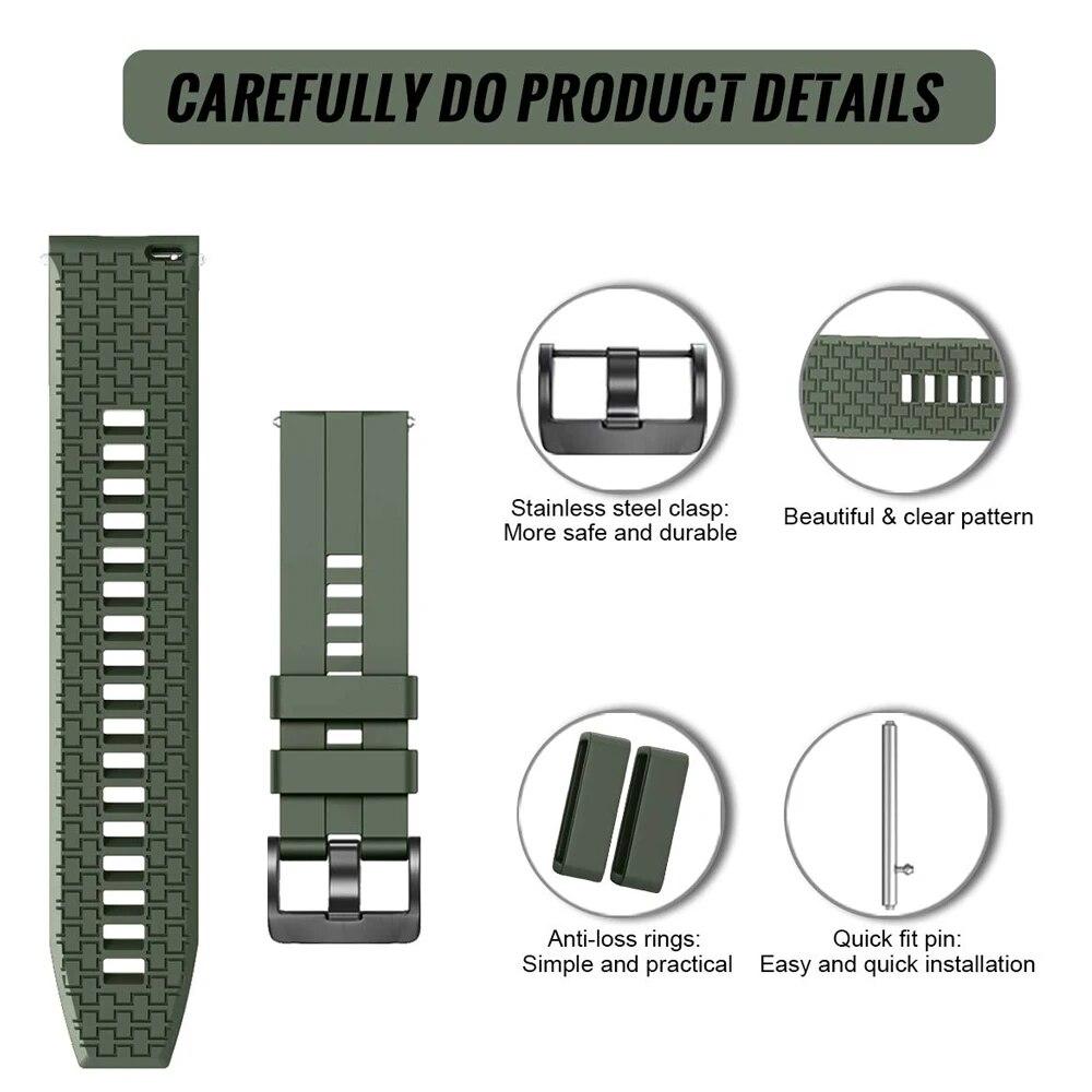 20 mm 22 mm klokkerem for Samsung Galaxy watch 5/pro/4/classic/Active 2 Silicone Sport armbånd huawei watch gt 3-pro-2-2e strap