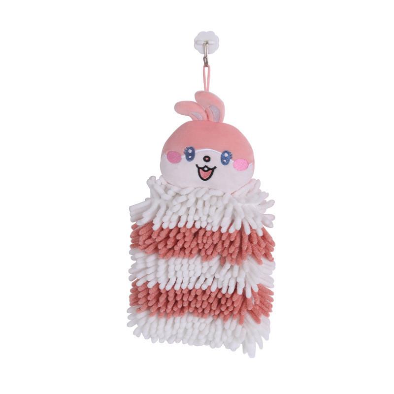 Cartoon Animal Square Chenille Hand Towel With Absorbent Polyester For Kitchen Use