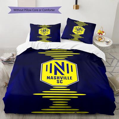 Nashville SC Pattern Bedding Set Quilt Cover Pillowcase Home Decor Gift (1 * Duvet Cover + 2 * Pillowcase, Without Core)
