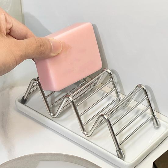 Soap Rack Nail-Free Adhesive Soap Tray with Drainage Holes Waterproof Soap Holder Bathroom Storage Organizer