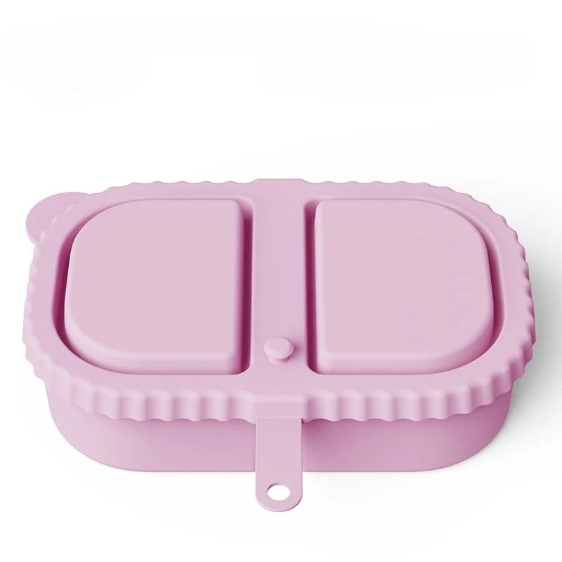 

Reusable Silicone Snack Containers with Lids Snackle Box Containers, Small Snackle Box for travel, picnics, or office meals розовый