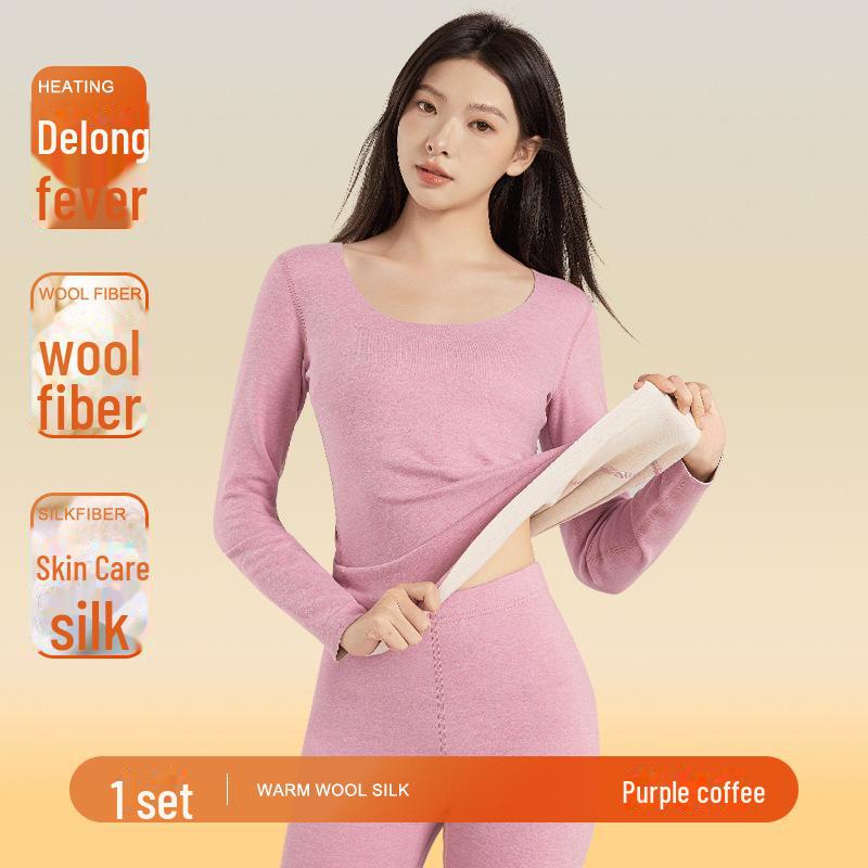 

Женский комплект термобелья из кашемира и шелка 2024 года: Осенне-зимний комплект из двух предметов: рубашка и брюки L (105-130 catties) фиолетовый