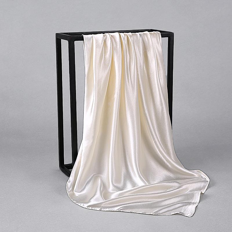 HUISHI Satin Scarf Solid Colors Neckerchief Hijab Scarf For Women Silk Satin Headband Hair Scarves 90cm Square Shawls For Lady