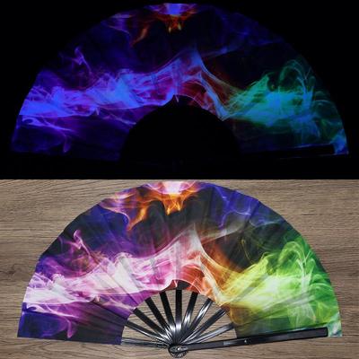 Kung Fu Ventilator UV Inkt Print Fluorescerend Effect Stof Ventilator Bamboe Bot Vouwbaar Luidruchtige Ventilator