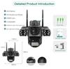 Icsee 9MP Wireless Three-Lens Camera with Triple Screen for Outdoor Monitoring