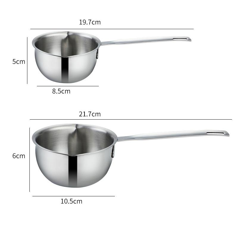 1Pcs Stainless Steel Oil Pot Wooden/Steel Handle Mini Soup Milk Pots Thicken Small Saucepan Cooking Tools Kitchen Accessories