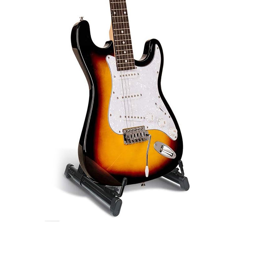 Black A Frame Guitar Stand with Silicone Pad Foldable Stable ABS Folk Guitar Bracket Rack for Home Classroom