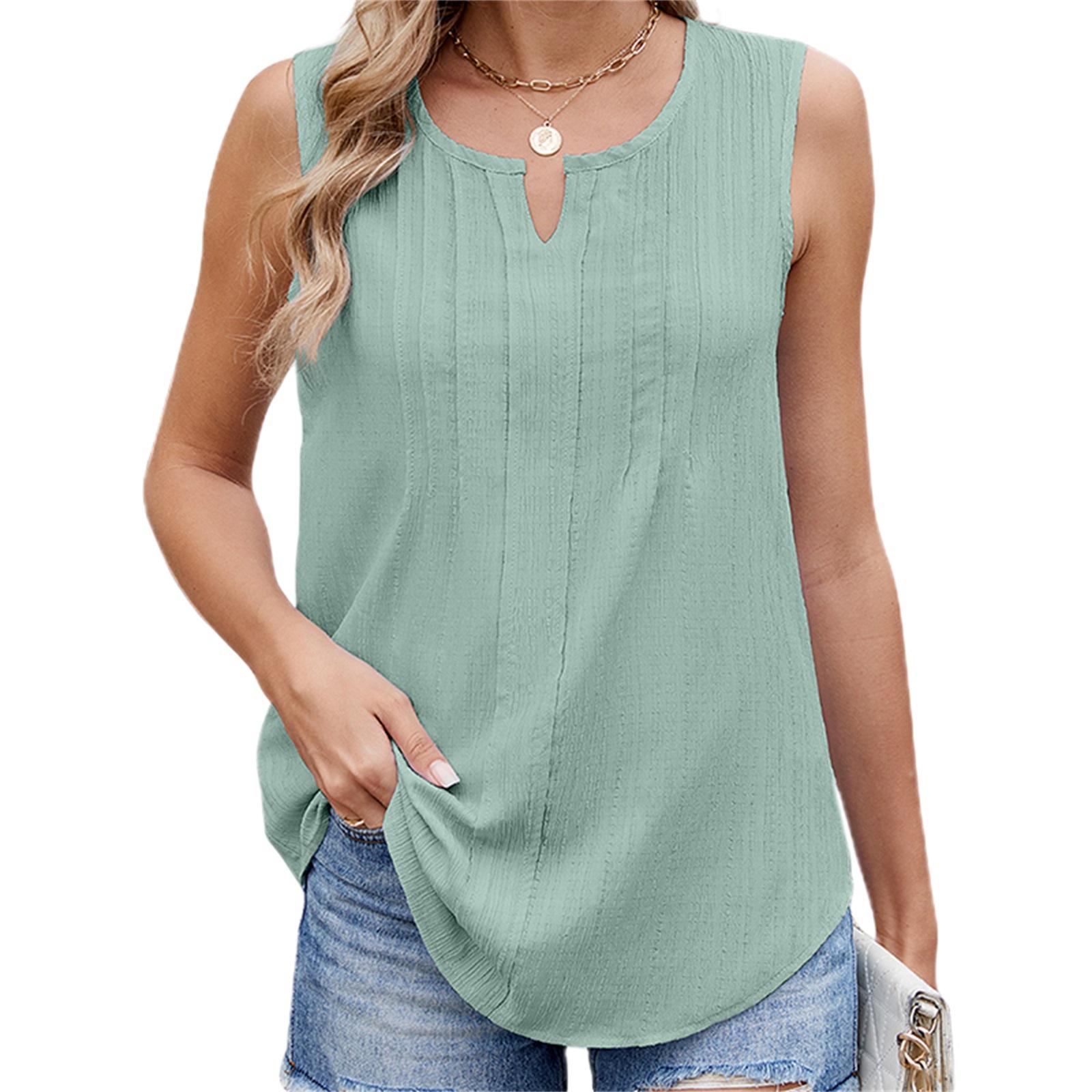 

Женские майки-топы однотонные с V-образным вырезом повседневные шифоновые жилеты летние свободные топы без рукавов уличная одежда XXL светло-зеленый