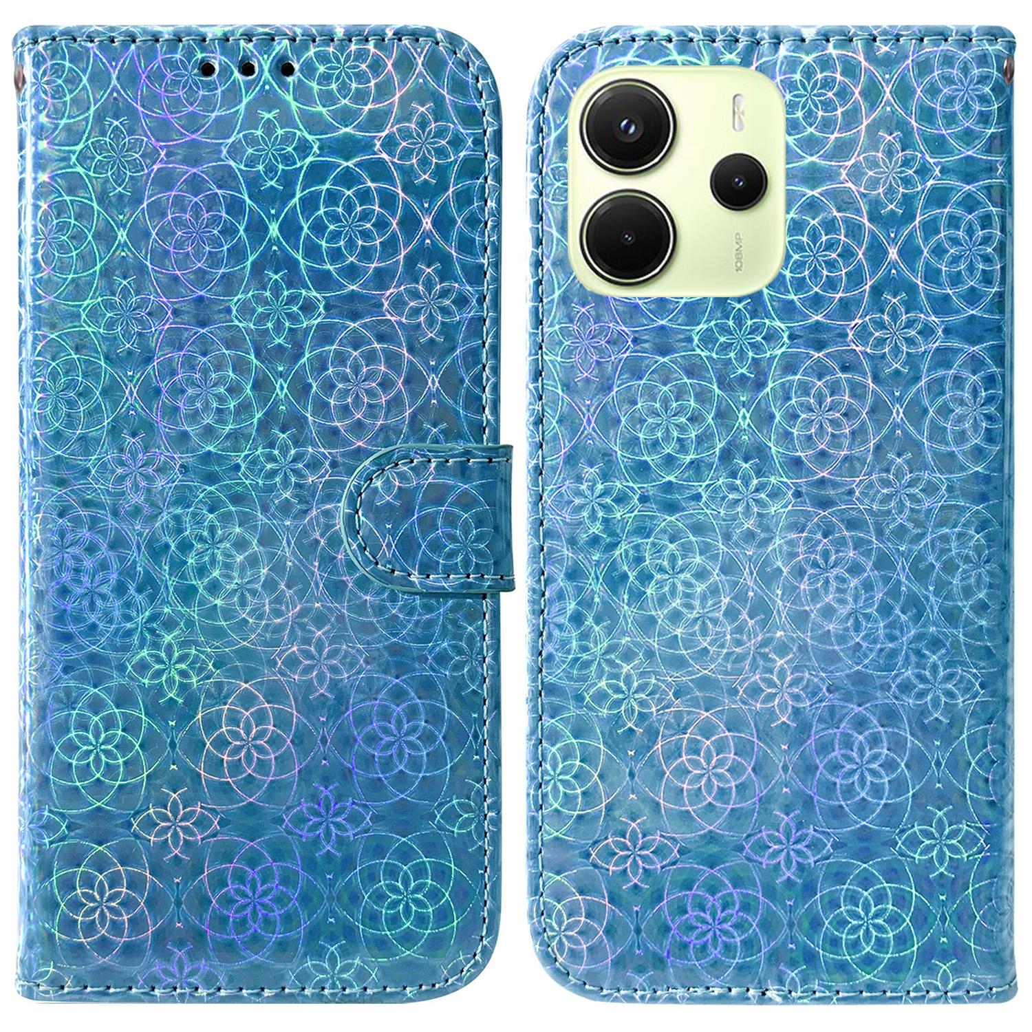 

Для Xiaomi Redmi Note 14 4G (163,25 мм) Чохол-підставка Dazzling Flower Шкіряний чохол для телефону Blue