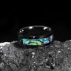 Fashion 8mm Men Black Stainless Steel Rings Inlay Rainbow Abalone Shell Rings For Men Women Wedding Band Jewelry Drop Shipping
