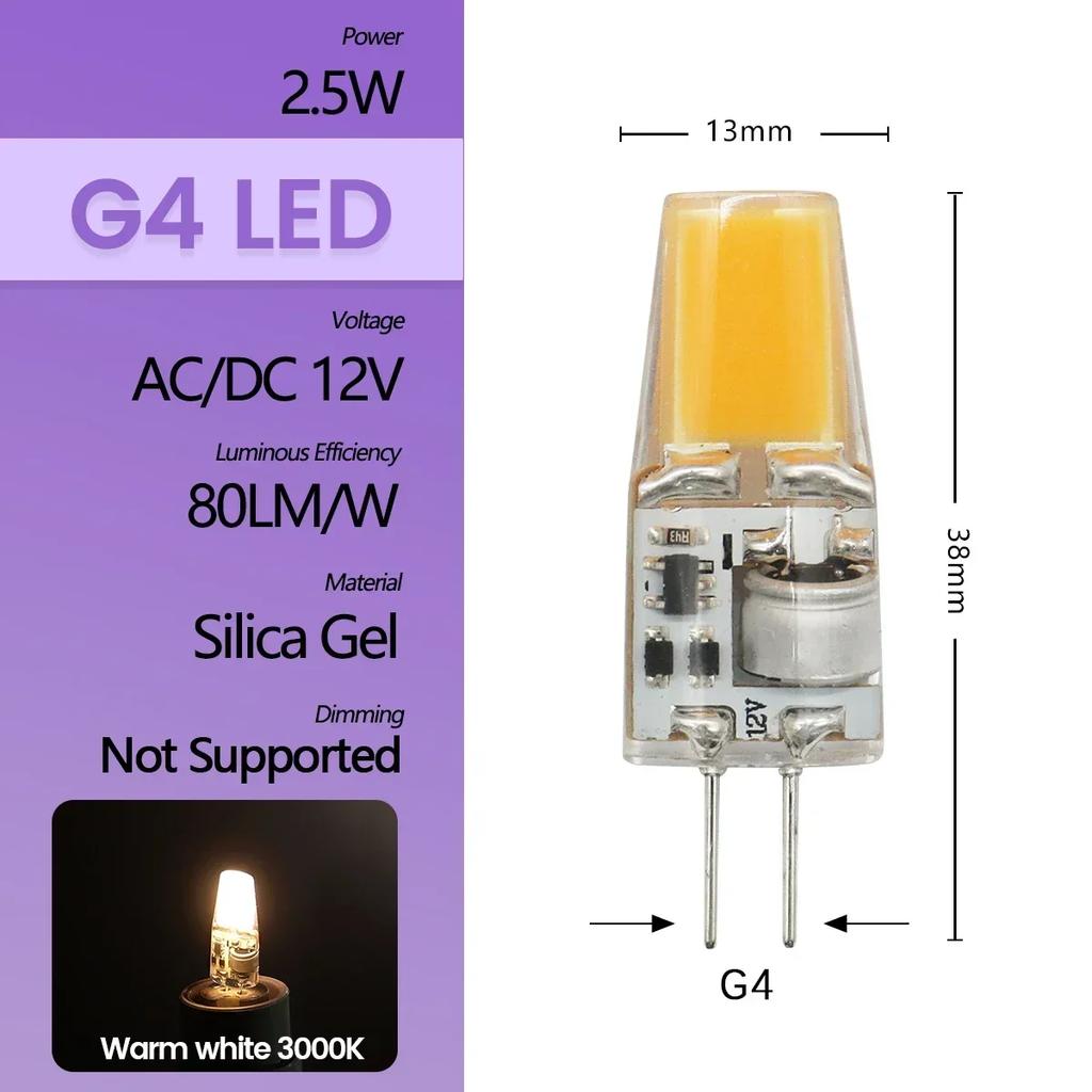 High Light LED MINI G4 AC DC 12V 24V Low Power 1.2W 1.4W 1.5W 2W 3W Efficiency Strobe Free for Crystal Chandelier Kitchen Toilet