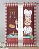 2Panels Chiffon Sheer Curtain Kitchen Curtain Kitchenware Chef Print  Voile Tulle Cortinas for Kitchen LivingRoom Window Cortina