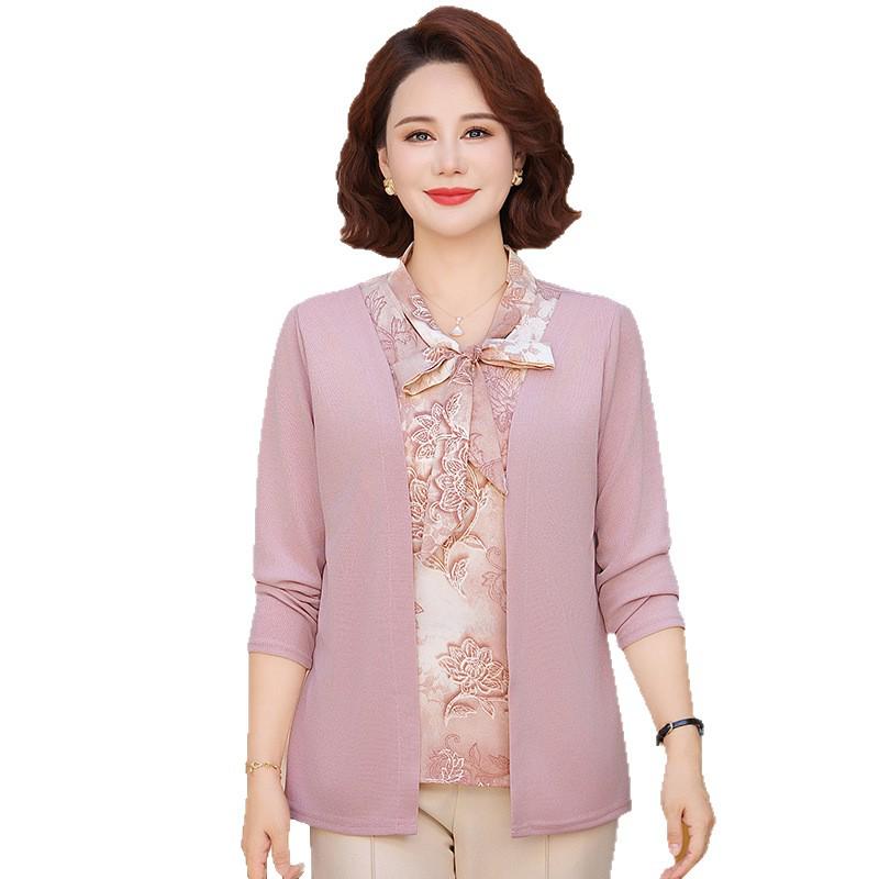 2026 Spring/Autumn Elegant Age-Defying Top for Middle-Aged and Elderly Women - New Style