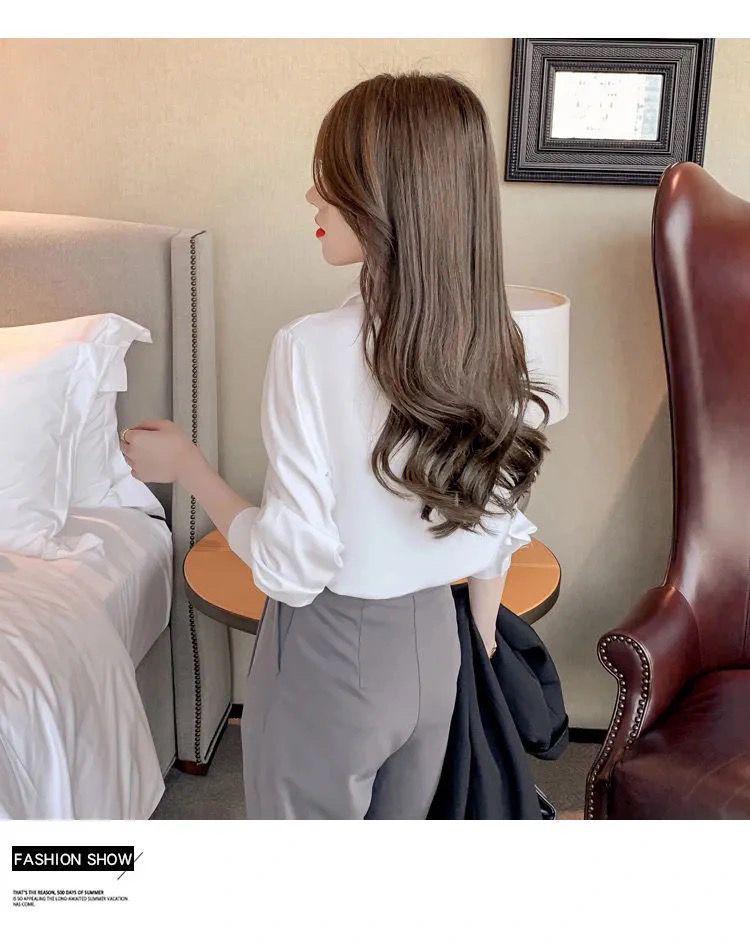 2025 Jarní Módní Dámská Ležérní Halenka s Dlouhým Rukávem, Volánky a Výstřihem do V