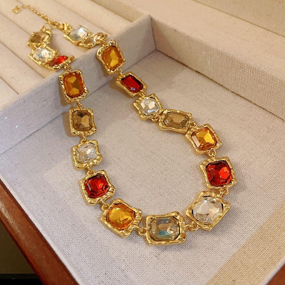 Multifunction Square Crystal Jewelry Headchain Sparkling Necklace  Birthday Gift