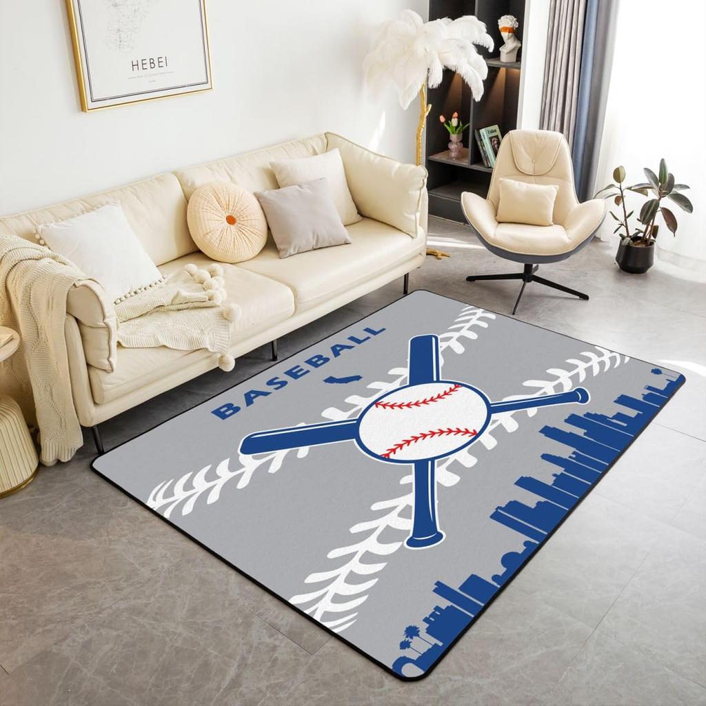 Ковер Erose Bridal Boys Baseball Area Rug 5x7 для подростков и молодежи, Ковер с изображением бейсбольной команды в подарок, Спортивные ковры для спальни, Городской ковер для помещений с тематикой бейсбола