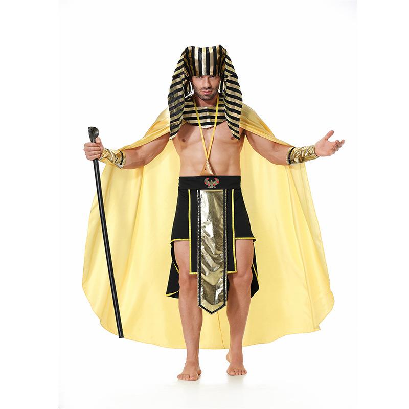 Cosplay export style, Halloween Egyptian pharaoh, golden king long cape mythical all-seeing eye