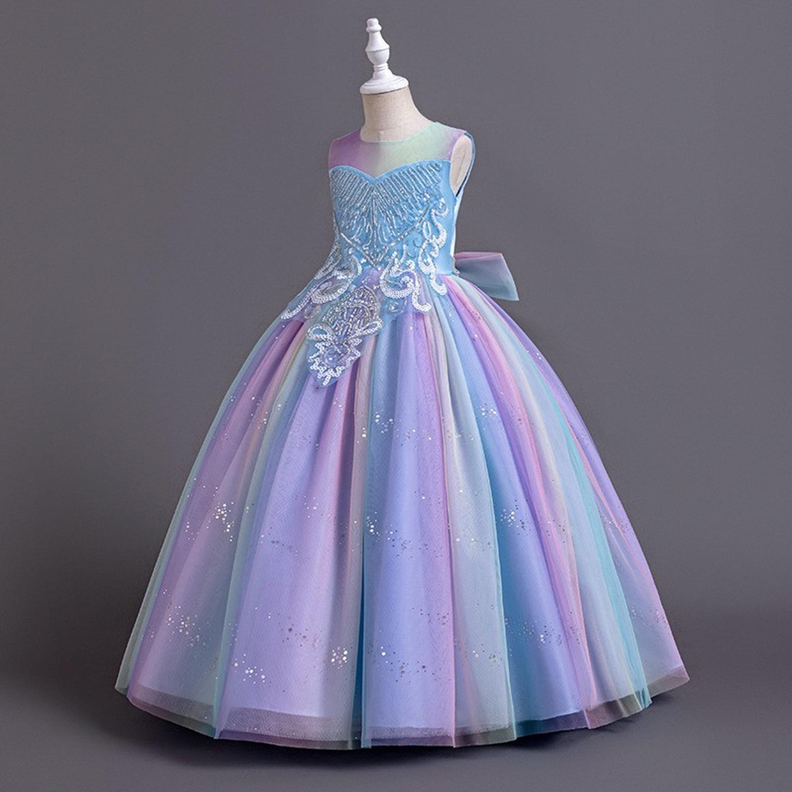 

Платье принцессы для девочек для выступления 150 небесно-голубой