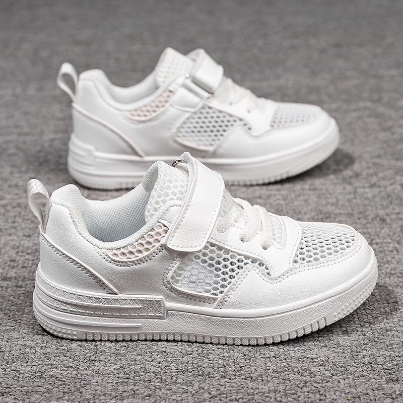 

June 1st Kids Breathable White Mesh Sneakers - Soft Sole for Boys & Girls 27