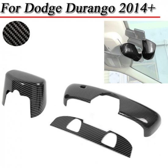 Carbon Fiber For Dodge Durango 2014+ Interior Rearview Mirror Trim Decor Cover