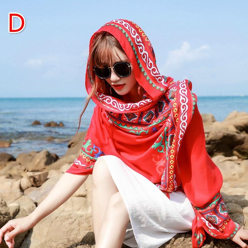 Summer Cotton and Linen Ethnic Wind Travel Scarf Holiday Sunscreen Scarf Big Shawl Female Beach Towel